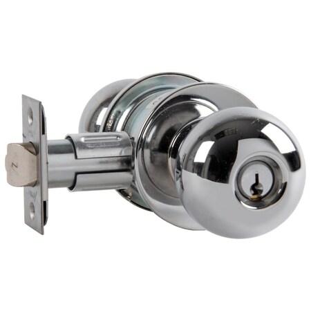 Arrow Lock Grade 2 Pushbutton Hotel Cylindrical Lock, Ball Knob, Conventional Cylinder, Bright Chrome Finish MK15-BD-26